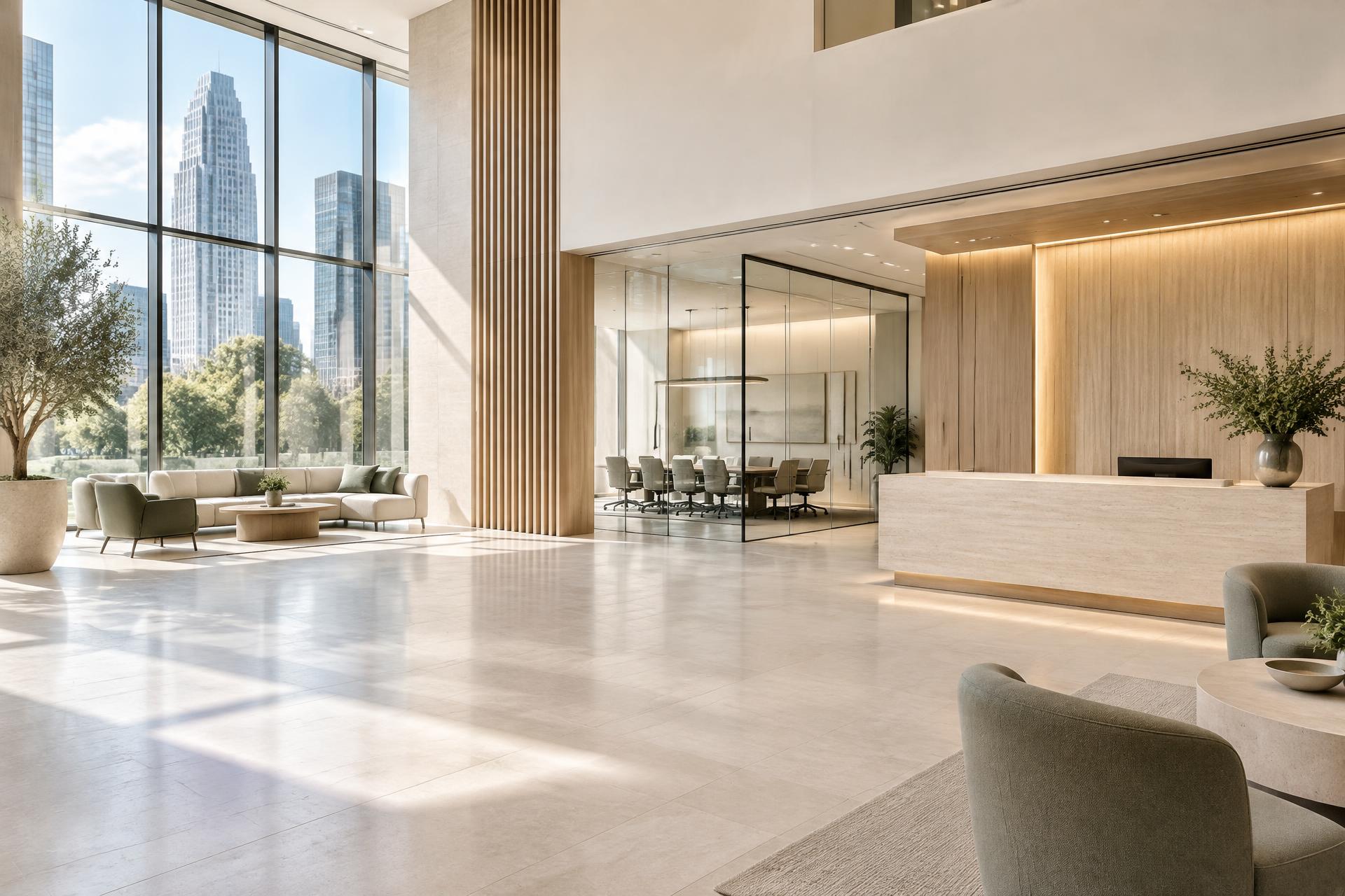 Clean, refined commercial lobby